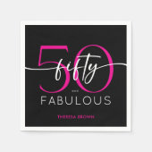 Modern Minimal Pink Fifty Fabulous Script Birthday Servet (Voorkant)