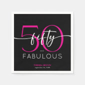 Modern Minimal Pink Fifty Fabulous Script Birthday Servet (Voorkant)