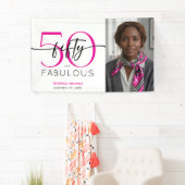 Modern Minimal Pink Fifty Fabulous Script Birthday Spandoek (Insitu)