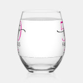 Modern Minimal Pink Fifty Fabulous Script Birthday Wijnglas Zonder Voet (Rechts)