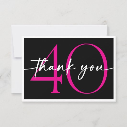 Modern Minimal Pink Forty Fabulous Script Birthday Bedankkaart (Voorkant)