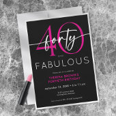 Modern Minimal Pink Forty Fabulous Script Birthday Kaart