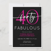 Modern Minimal Pink Forty Fabulous Script Birthday Kaart (Voorkant)
