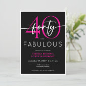 Modern Minimal Pink Forty Fabulous Script Birthday Kaart (Staand voorkant)