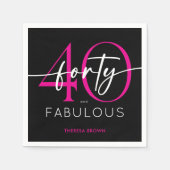 Modern Minimal Pink Forty Fabulous Script Birthday Servet (Voorkant)