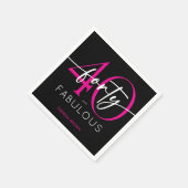 Modern Minimal Pink Forty Fabulous Script Birthday Servet (Hoek)