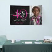 Modern Minimal Pink Forty Fabulous Script Birthday Spandoek (Beurs)