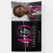 Modern Minimal Pink Forty Fabulous Script Birthday Spandoek (Verticaal)