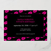 Modern Minimal Pink Lips She's Fifty Birthday Folie Uitnodiging (Achterkant)