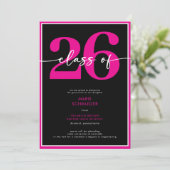 Modern Minimal Pink Script Graduation Announcement Kaart (Staand voorkant)