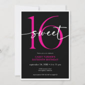 Modern Minimal Pink Sweet Sixteen Script Birthday Kaart (Voorkant)