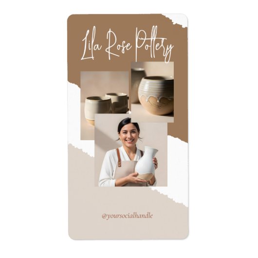 Modern Minimal Pottery Ceramic Business Box Wrap Etiket (Voorkant)