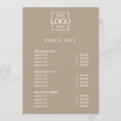 Modern Minimal Professional Logo Menu Price List (Voorkant)