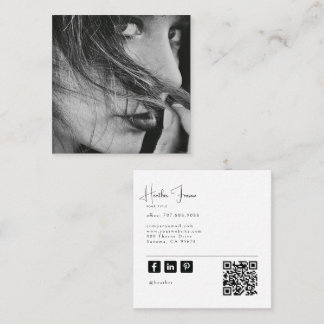 Modern Minimal Professional Photo Social QR Code Vierkante Visitekaartje