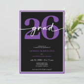 Modern Minimal Purple Script Graduation Party Kaart (Staand voorkant)