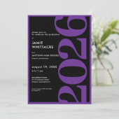 Modern Minimal Purple Typography Graduation Party Kaart (Staand voorkant)