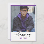Modern Minimal Purple Typography Graduation Party Kaart (Achterkant)