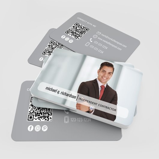 Modern Minimal QR Code Photo Contact Card Visitekaartje