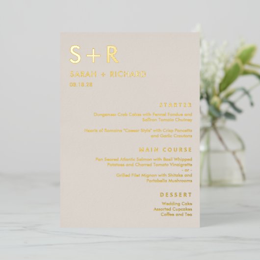 Modern Minimal REAL FOLIE Elegant Menu Kaart (Staand Voorkant)