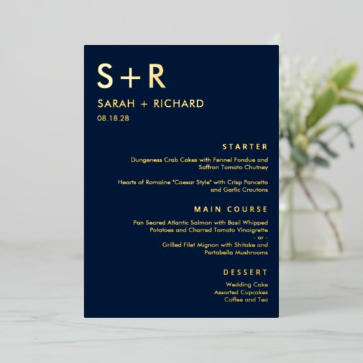 Modern Minimal REAL FOLIE Elegant Menu Kaart (Staand Voorkant)