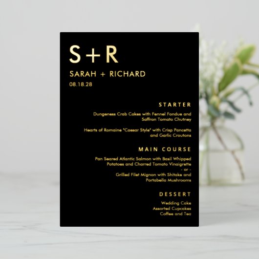 Modern Minimal REAL FOLIE Elegant Menu Kaart (Staand Voorkant)