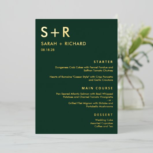 Modern Minimal REAL FOLIE Elegant Menu Kaart (Staand Voorkant)