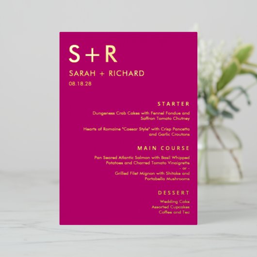 Modern Minimal REAL FOLIE Elegant Menu Kaart (Staand Voorkant)