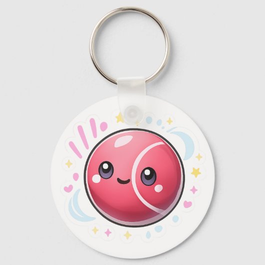 “Modern Minimal Red Ball Keychain | Pink & Blue Li (Voorkant)