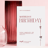 Modern Minimal Red Burgundy Bow Birthday Kaart