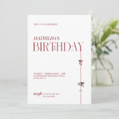 Modern Minimal Red Burgundy Bow Birthday Kaart (Staand voorkant)