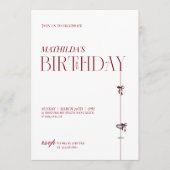 Modern Minimal Red Burgundy Bow Birthday Kaart (Voorkant)