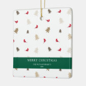 Modern Minimal Red Cardinal Christmas Tree Pattern Keramisch Ornament (Links)