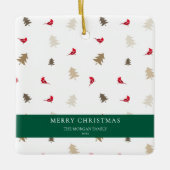 Modern Minimal Red Cardinal Christmas Tree Pattern Keramisch Ornament (Voorkant)