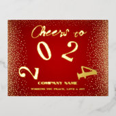 Modern Minimal Red Elegant Cheers naar 2024 Folie Feestdagen Briefkaart (Voorkant)