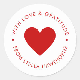 Modern Minimal Red Heart  Ronde Sticker