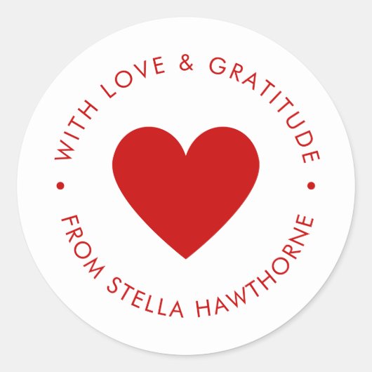 Modern Minimal Red Heart  Ronde Sticker (Voorkant)