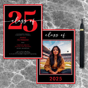 Modern Minimal Red Script Afstuderen aangekondigd Kaart