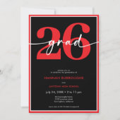 Modern Minimal Red Script Graduation Party Kaart (Voorkant)