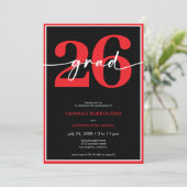 Modern Minimal Red Script Graduation Party Kaart (Staand voorkant)