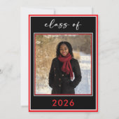 Modern Minimal Red Script Graduation Party Kaart (Achterkant)
