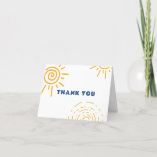 Modern Minimal Retro Sun Baby shower Bedankkaart