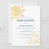 Modern Minimal Retro Sun Baby shower Kaart (Voorkant)