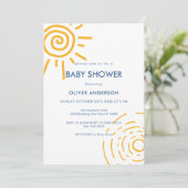 Modern Minimal Retro Sun Baby shower Kaart (Staand voorkant)
