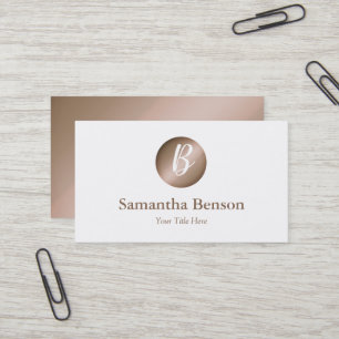 Modern Minimal Roos Gouden Cirkel Wit Monogram Visitekaartje