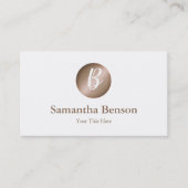 Modern Minimal Roos Gouden Cirkel Wit Monogram Visitekaartje (Voorkant)