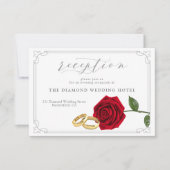 Modern Minimal Rose and Rings Wedding Reception Kaart (Voorkant)