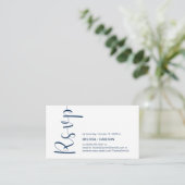 Modern Minimal, RSVP, Navy Blue, Reageer Informatiekaartje (Staand voorkant)