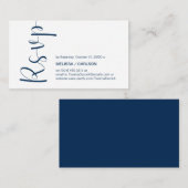 Modern Minimal, RSVP, Navy Blue, Reageer Informatiekaartje (Voorkant / Achterkant)