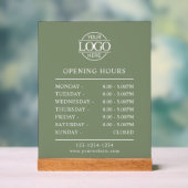 Modern Minimal Sage Green Business Opening Hours Acryl Bord (Neutraal)