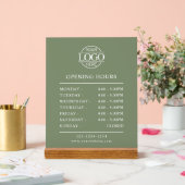 Modern Minimal Sage Green Business Opening Hours Acryl Bord (Huwelijk)